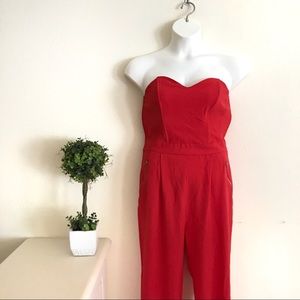 Material Girl Strapless Red Romper Large